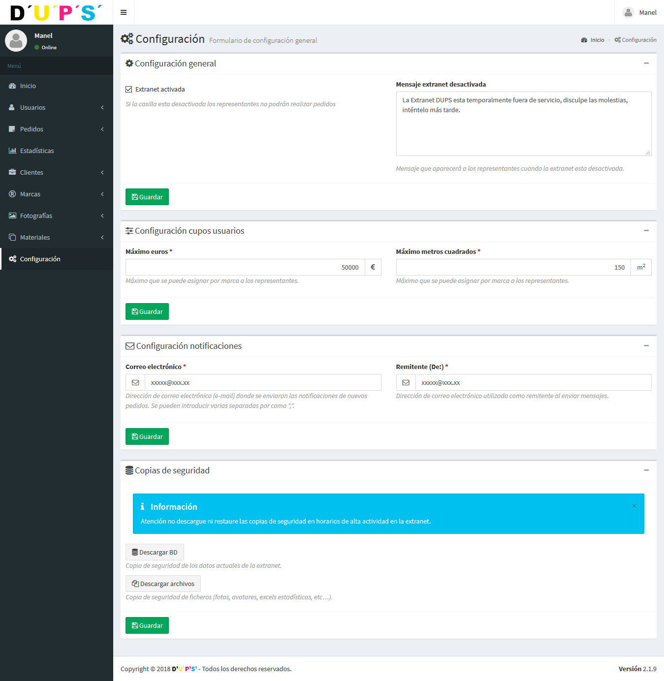 Configuración Extranet